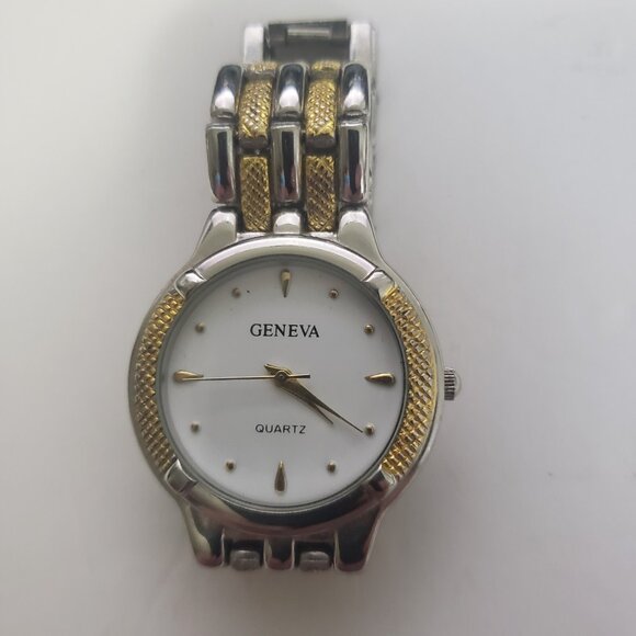 Geneva Accessories - Geneva Watch Women 28mm Quartz Gold Silver Tones White Dial Round Analog Clasp